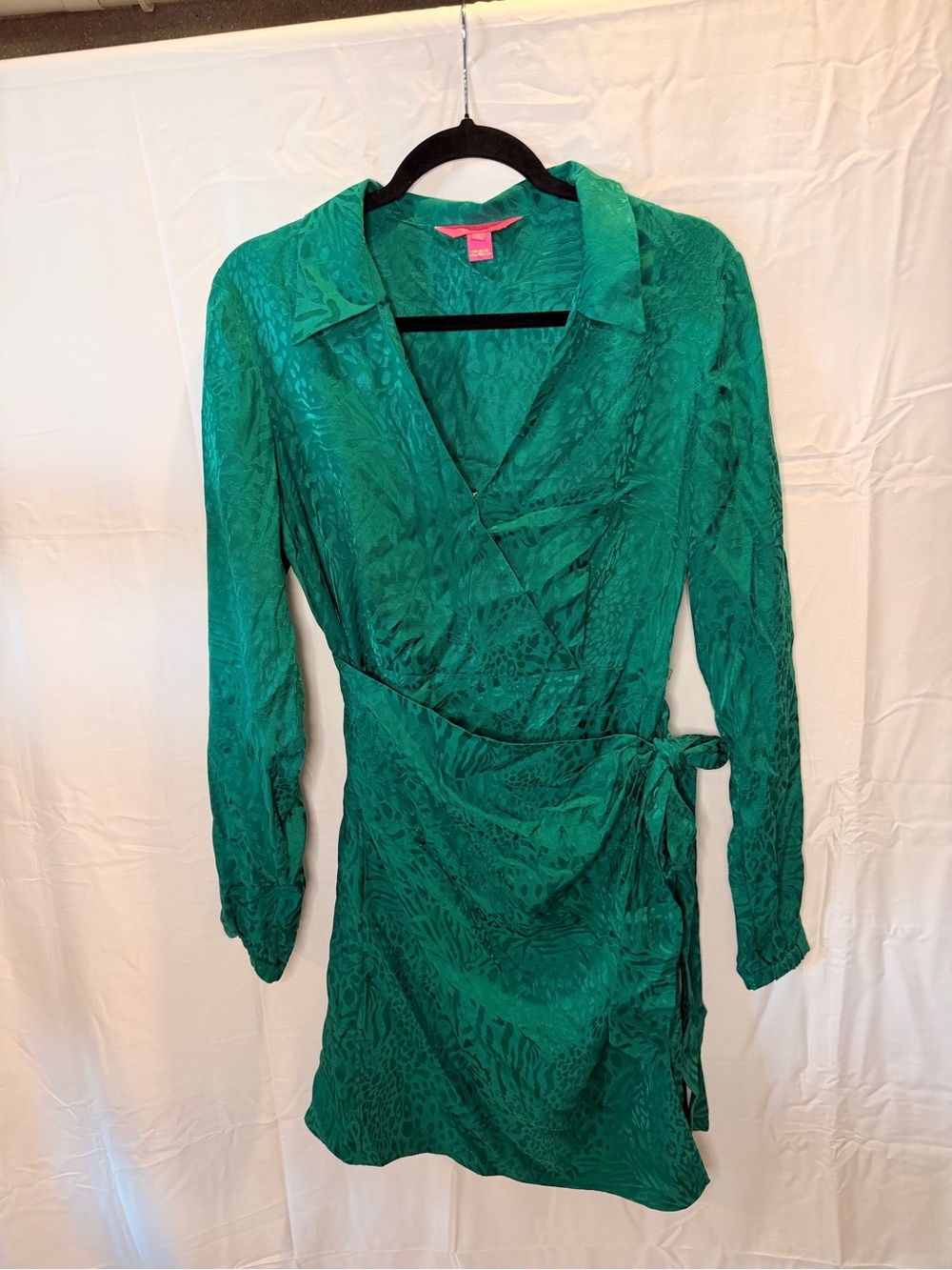 Lilly Pulitzer Emerald Green Wrap Dress with Subtle Jacquard